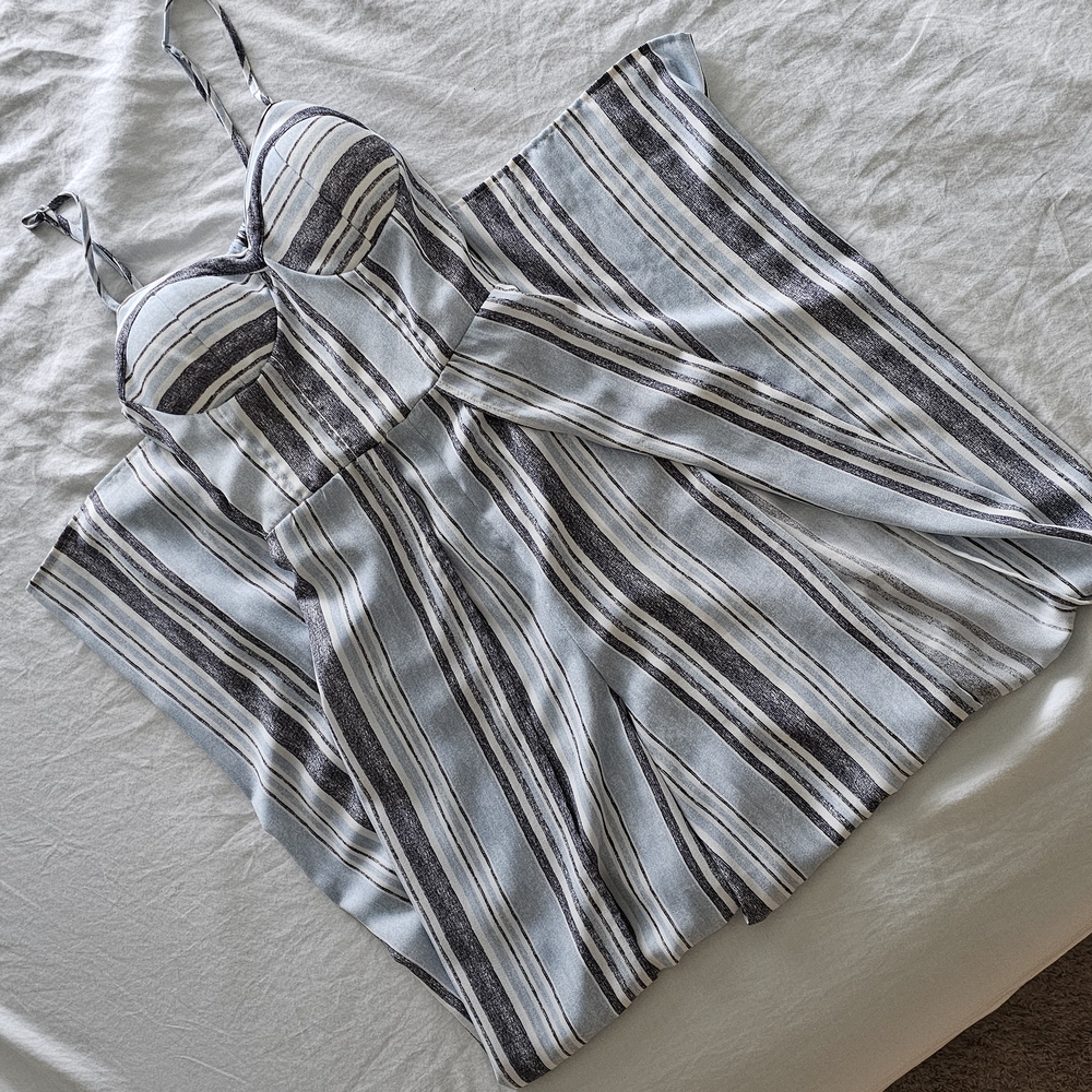 Xhilararion Grey and White Jumpsuit/ Romper